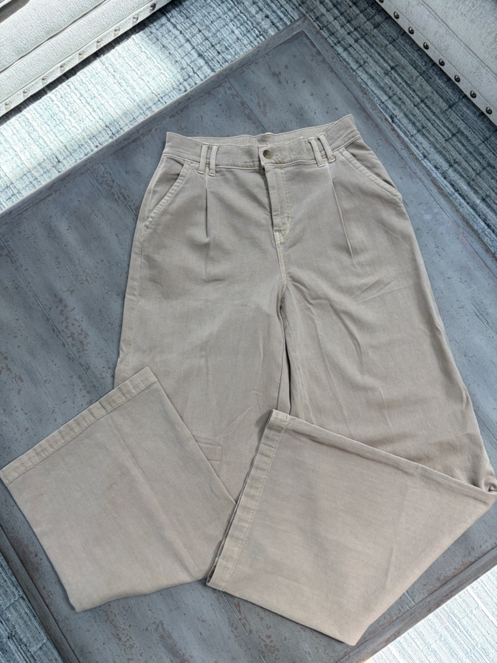 American Eagle Outfitters Taupe High-Rise Wide-Leg Pants